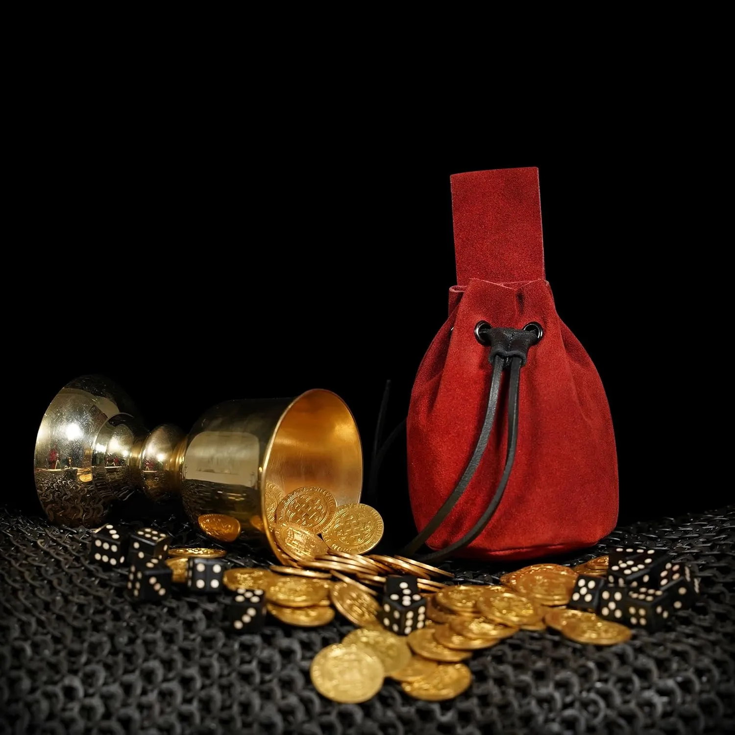 Mythrojan Medieval Drawstring Belt Bag, Ideal for SCA LARP Reenactment & Ren Fair