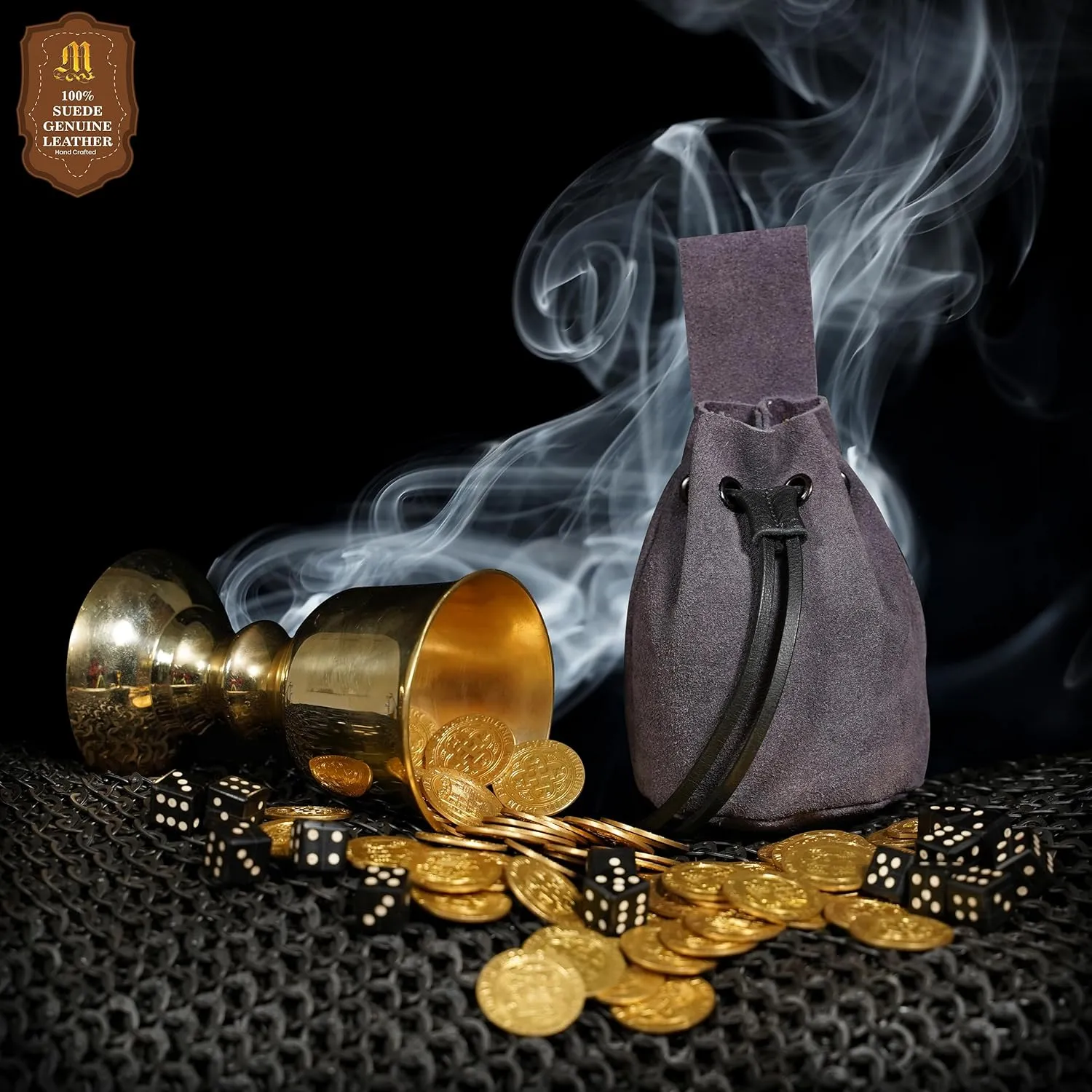 Mythrojan Medieval Drawstring Belt Bag, Ideal for SCA LARP Reenactment & Ren Fair