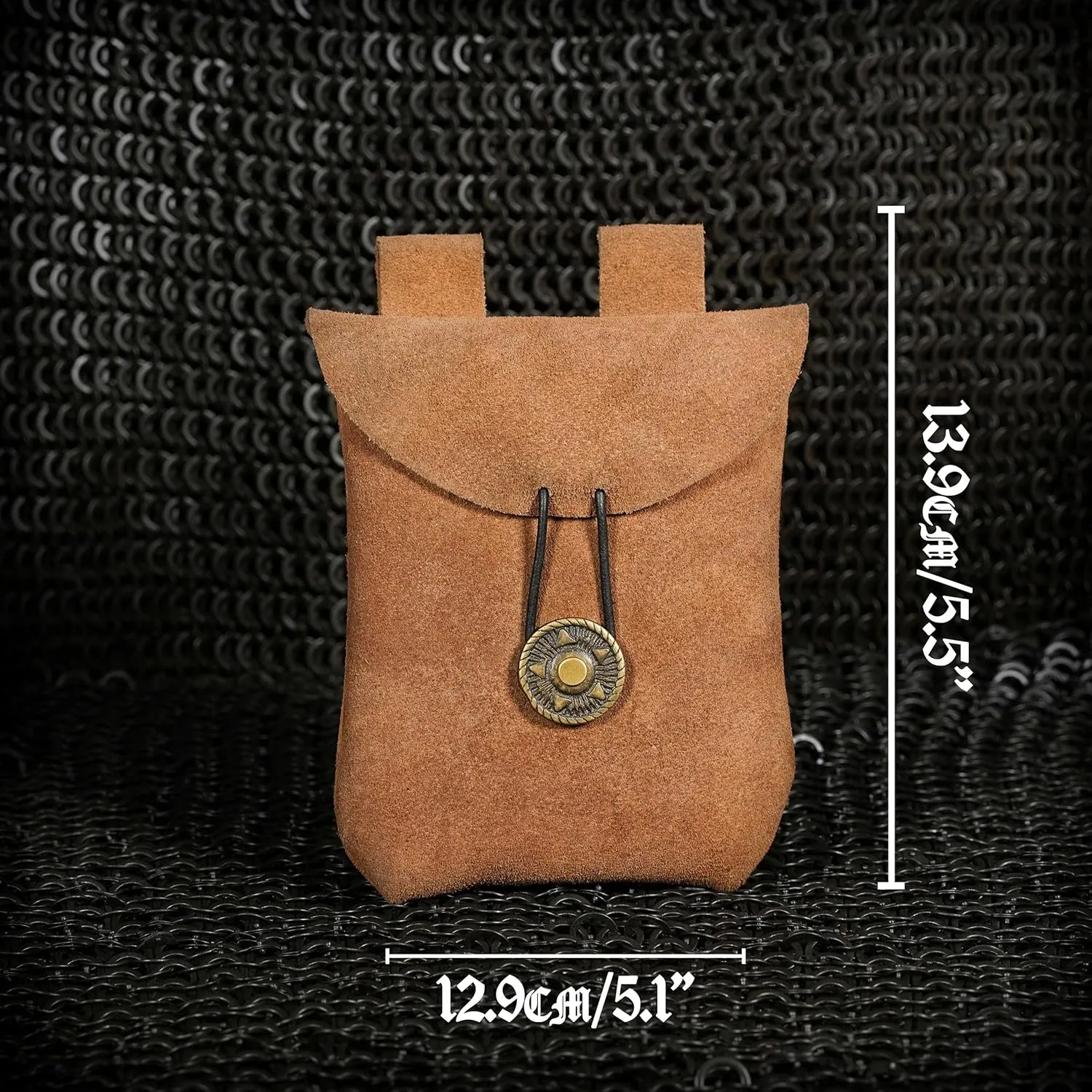 Mythrojan Medieval Renaissance Suede Jewelry Belt Pouch LARP Costume Waist Bag - Brown