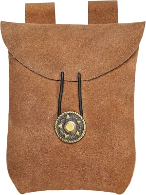 Mythrojan Medieval Renaissance Suede Jewelry Belt Pouch LARP Costume Waist Bag - Brown