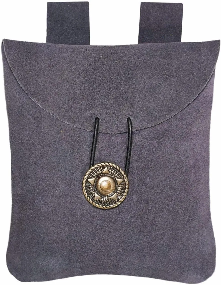 Mythrojan Medieval Renaissance Suede Jewelry Belt Pouch LARP Costume Waist Bag – Dark Blue