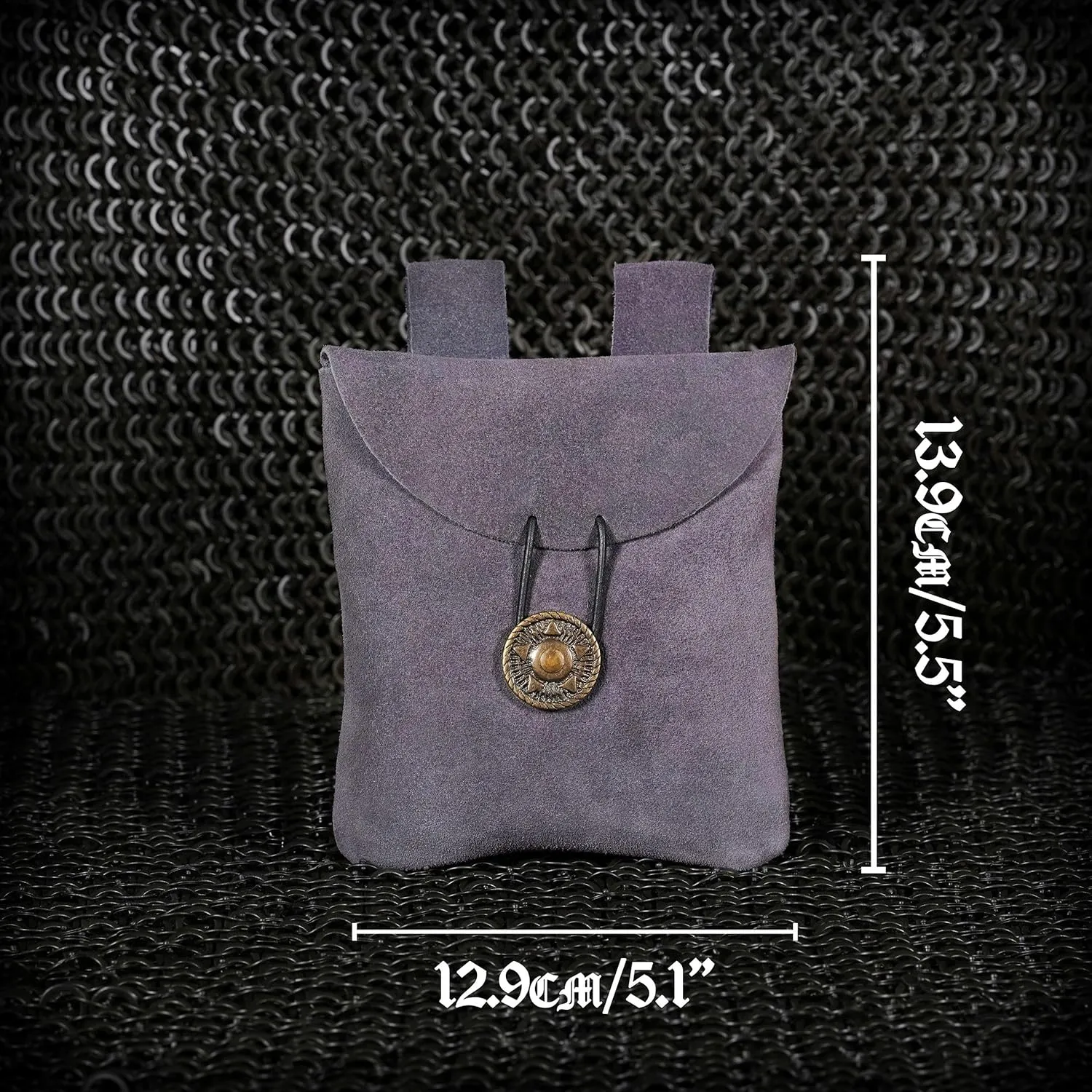 Mythrojan Medieval Renaissance Suede Jewelry Belt Pouch LARP Costume Waist Bag – Dark Blue