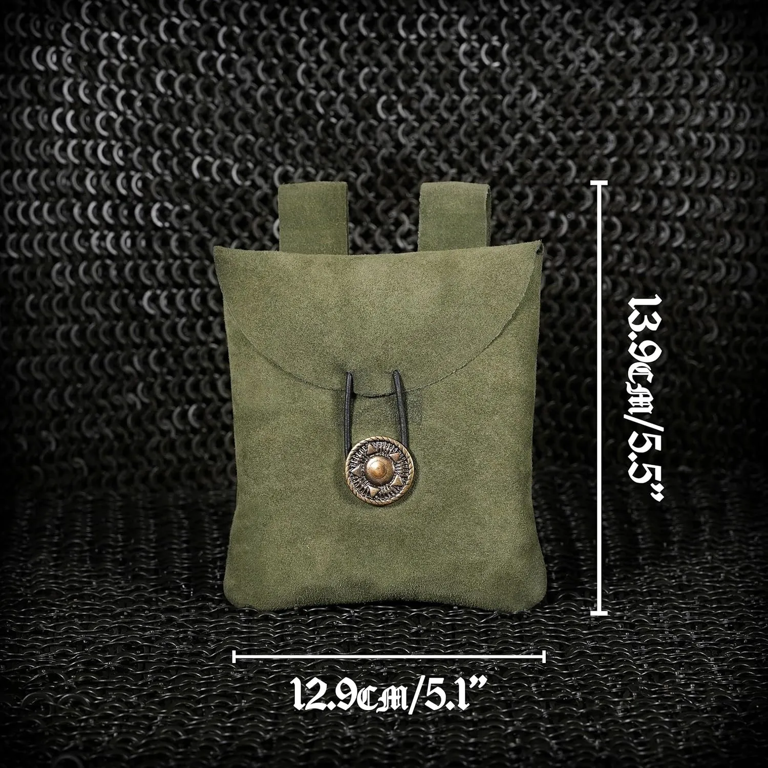 Mythrojan Medieval Renaissance Suede Jewelry Belt Pouch LARP Costume Waist Bag - Dark Green
