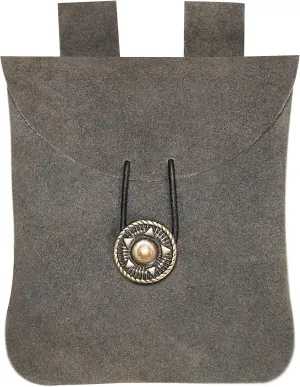 Mythrojan Medieval Renaissance Suede Jewelry Belt Pouch LARP Costume Waist Bag - Grey