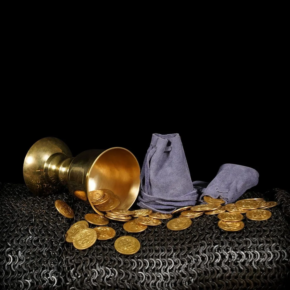 Mythrojan Trinket Bags, Coin Dice Medieval Purses, Drawstring Medicine Bag Suede Leather Pouches Viking Knight Waist Pouch for Historical Reenactments, LARP, SCA, Medieval Events - Set of 2, Dark Blue