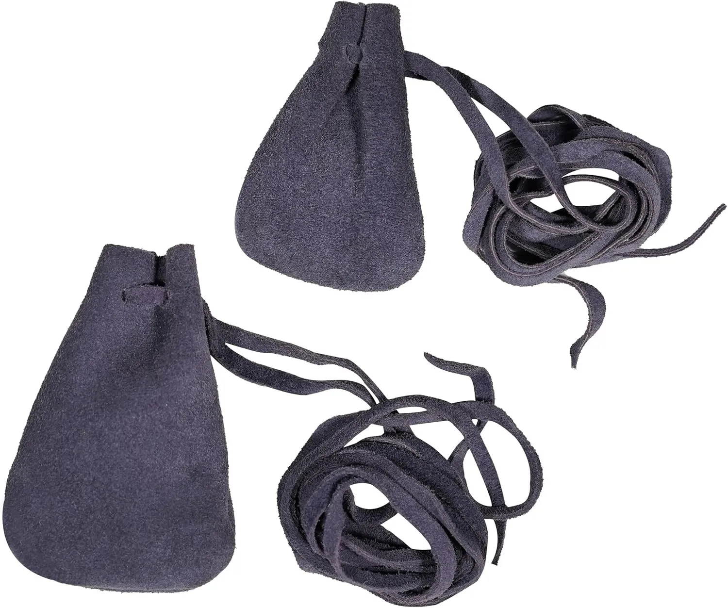 Mythrojan Trinket Bags, Coin Dice Medieval Purses, Drawstring Medicine Bag Suede Leather Pouches Viking Knight Waist Pouch for Historical Reenactments, LARP, SCA, Medieval Events - Set of 2, Dark Blue