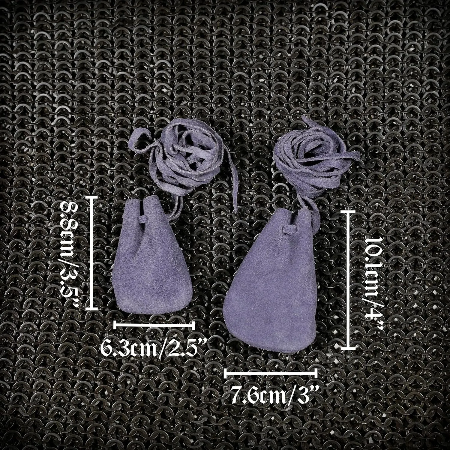 Mythrojan Trinket Bags, Coin Dice Medieval Purses, Drawstring Medicine Bag Suede Leather Pouches Viking Knight Waist Pouch for Historical Reenactments, LARP, SCA, Medieval Events - Set of 2, Dark Blue