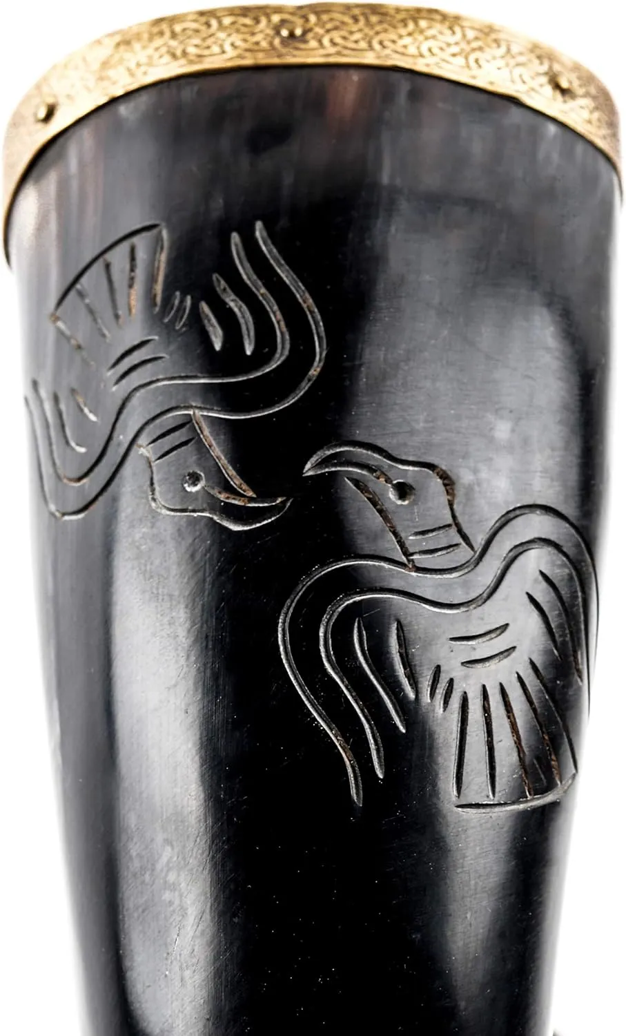 Mythrojan Viking Drinking Horn 100% Authentic Beer Horn Medieval Drinking Cup with Brown Leather Holster Unique Gift For Men Women Norse Viking Ale Mead Mug - 350 ML / 11.8 oz