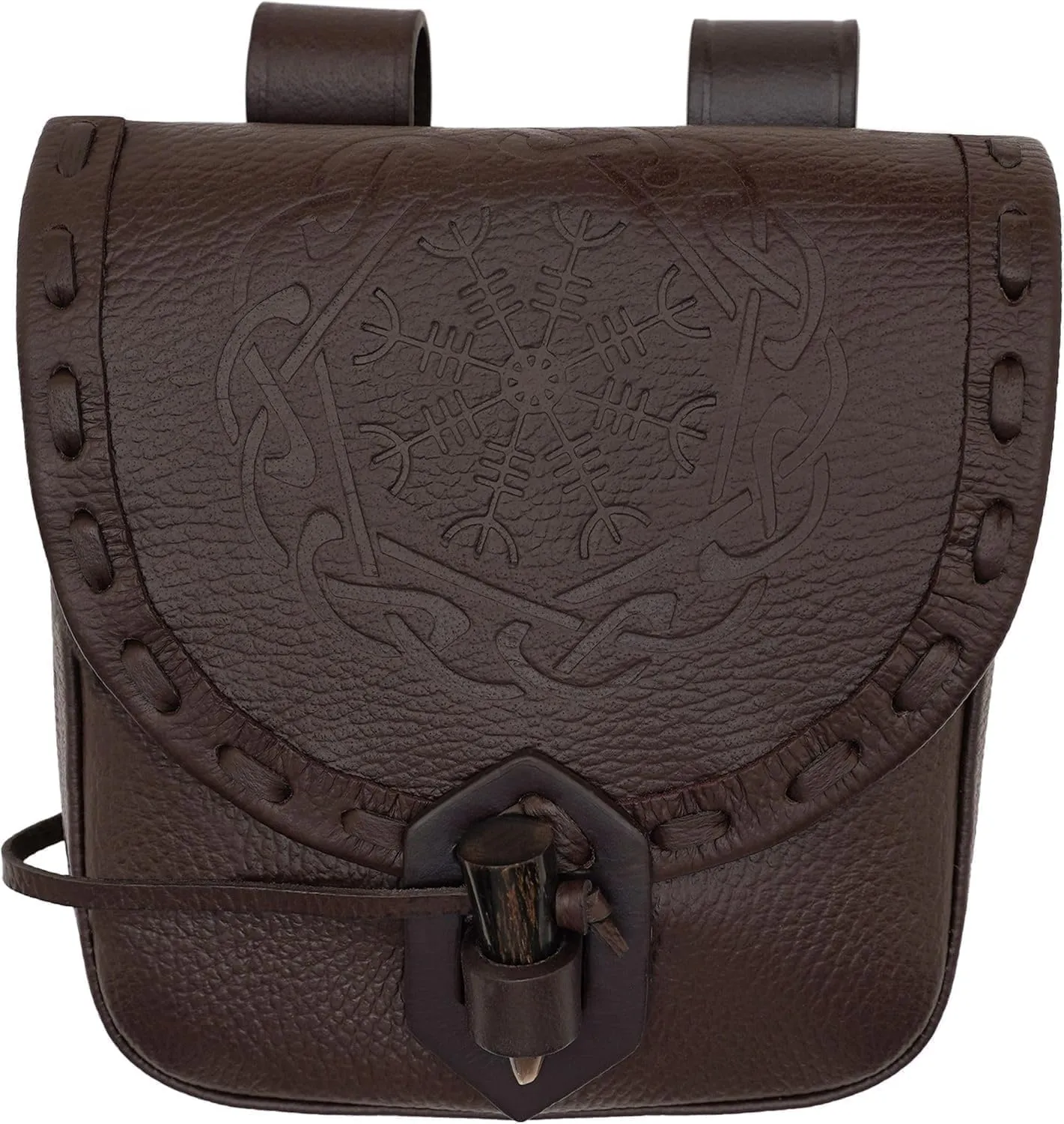 Mythrojan Viking Leather Belt Bag - Medieval & Renaissance Costume Accessories - LARP Waist Bag - Cosplay Coin Purse - Antique Vintage Coin Pouch