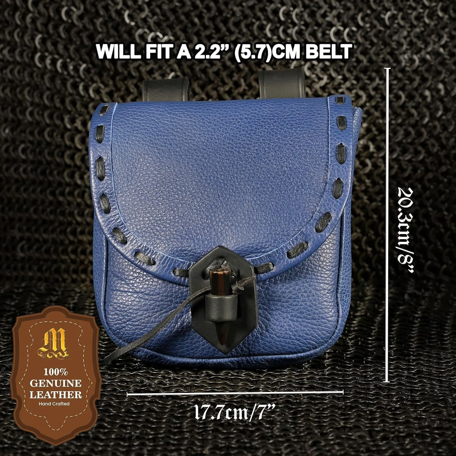 Mythrojan Viking Leather Belt Bag - Medieval & Renaissance Costume Accessories - LARP Waist Bag - Cosplay Coin Purse - Antique Vintage Coin Pouch