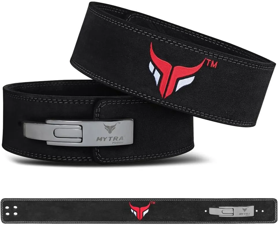 Mytra Fusion Weight Lifting Belt for Men and Women Gym Belt 10MM Thick and 4" wide 100% Genuine Leather Workout Belt for Weightlifting, Powerlifting, Gym, Training and Bodybuilding