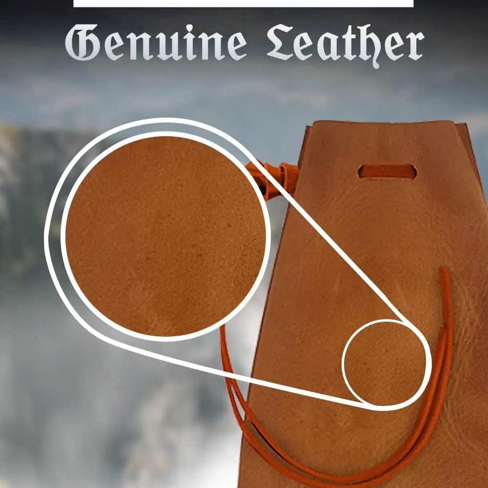 Nabob Leather Leather Drawstring Pouch, Coin Bag, Medicine Tobacco Pouch Medieval Reenactment Made in U.S.A Size 5.75" x 4.25"