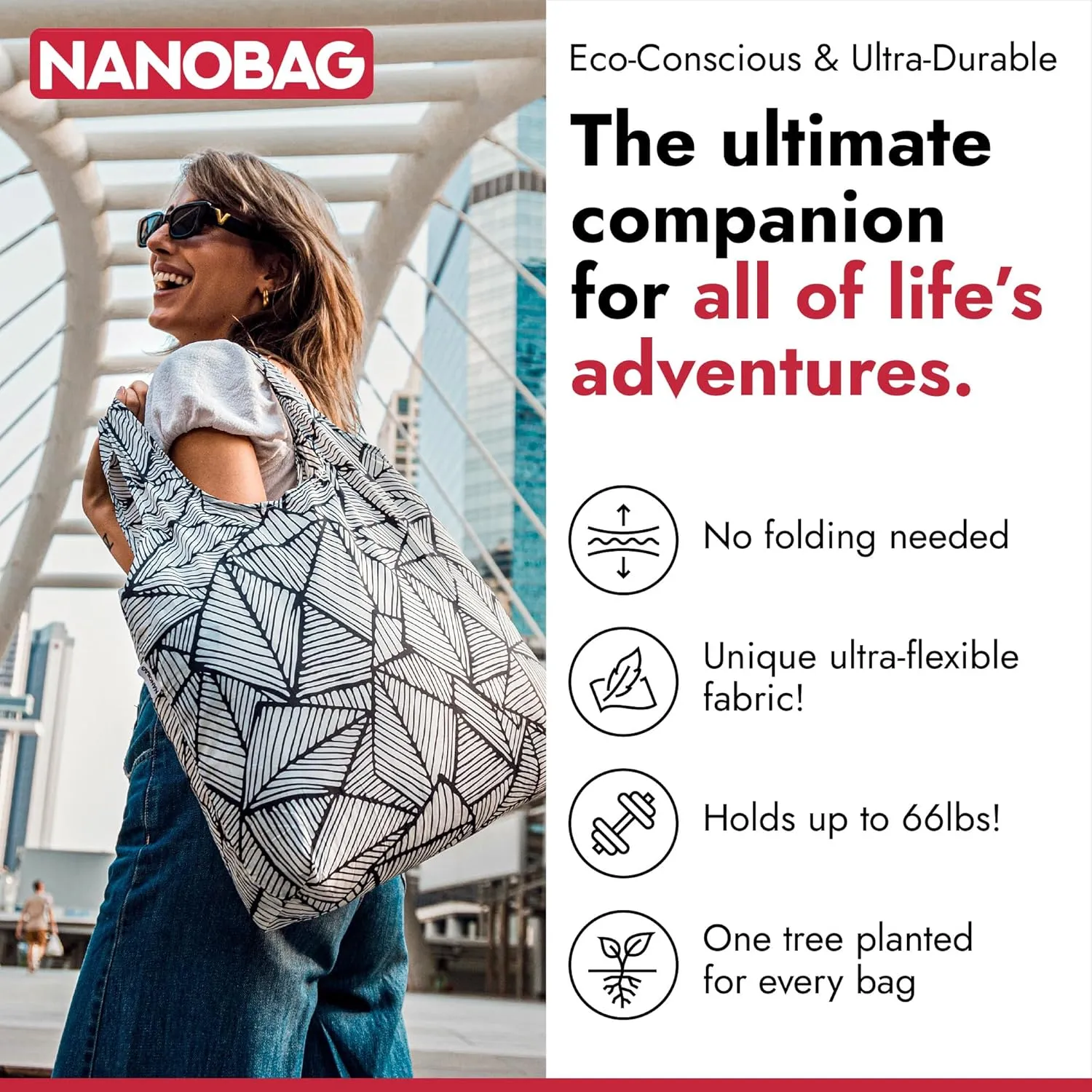 Nanobag Ultra-Lightweight Standard Tote Bag | Perfect for Travel, Shopping & Daily Use | Reusable - Tiny - Eco-Friendly (Standard, Stars)