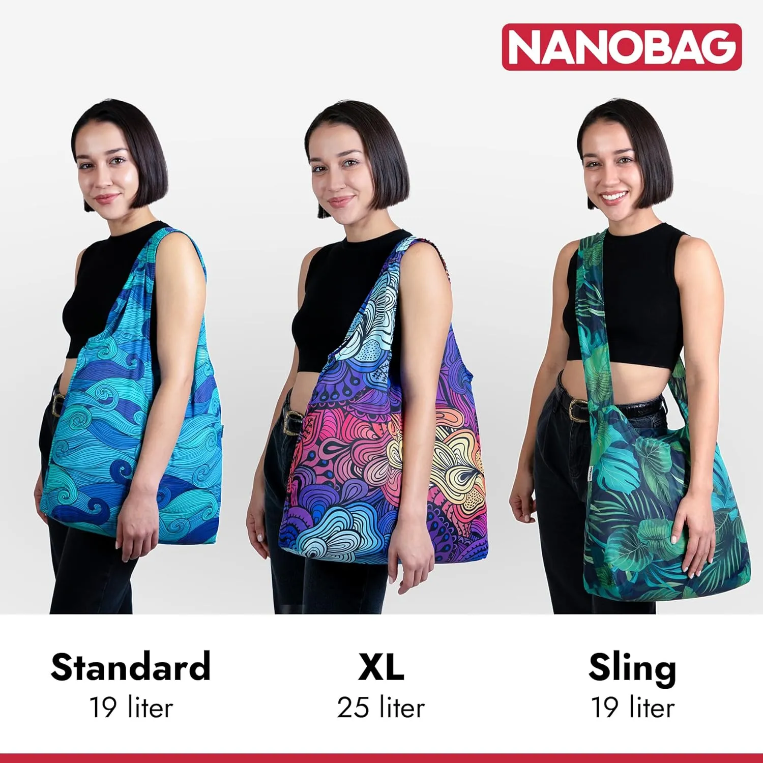 Nanobag Ultra-Lightweight Standard Tote Bag | Perfect for Travel, Shopping & Daily Use | Reusable - Tiny - Eco-Friendly (Standard, Stars)