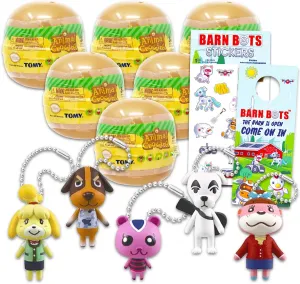 Nintendo Animal Crossing Blind Bags Party Favors Set - Bundle with 6 Animal Crossing Keychain Mystery Figures Plus Stickers, More | Animal Crossing Bag Clips for Kids, Adults