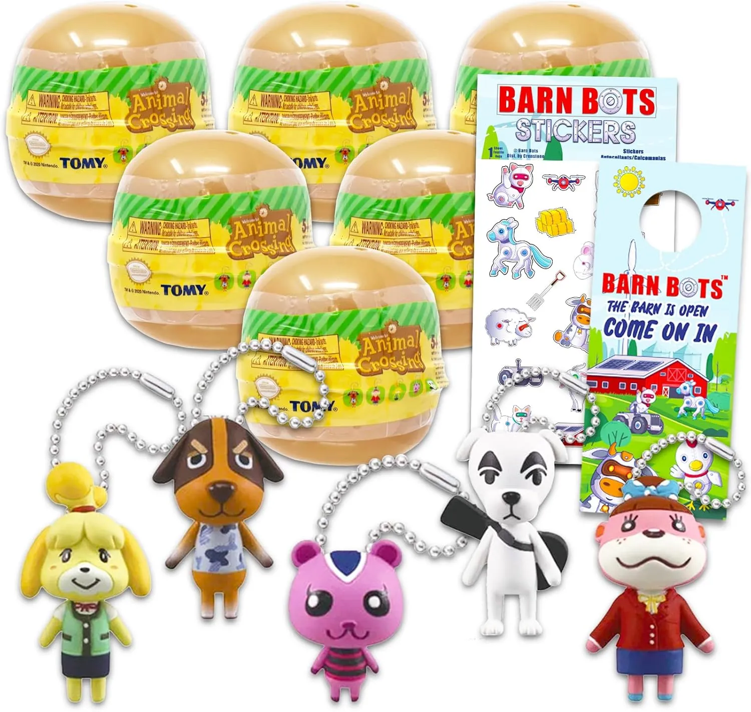 Nintendo Animal Crossing Blind Bags Party Favors Set - Bundle with 6 Animal Crossing Keychain Mystery Figures Plus Stickers, More | Animal Crossing Bag Clips for Kids, Adults
