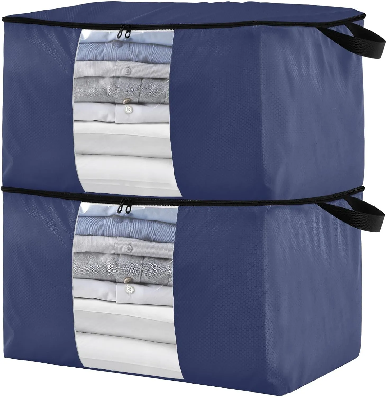 Noble Blue Closet Containers for Organizing, Blanket Storage Bags with Zipper, Medium Storage Bags
