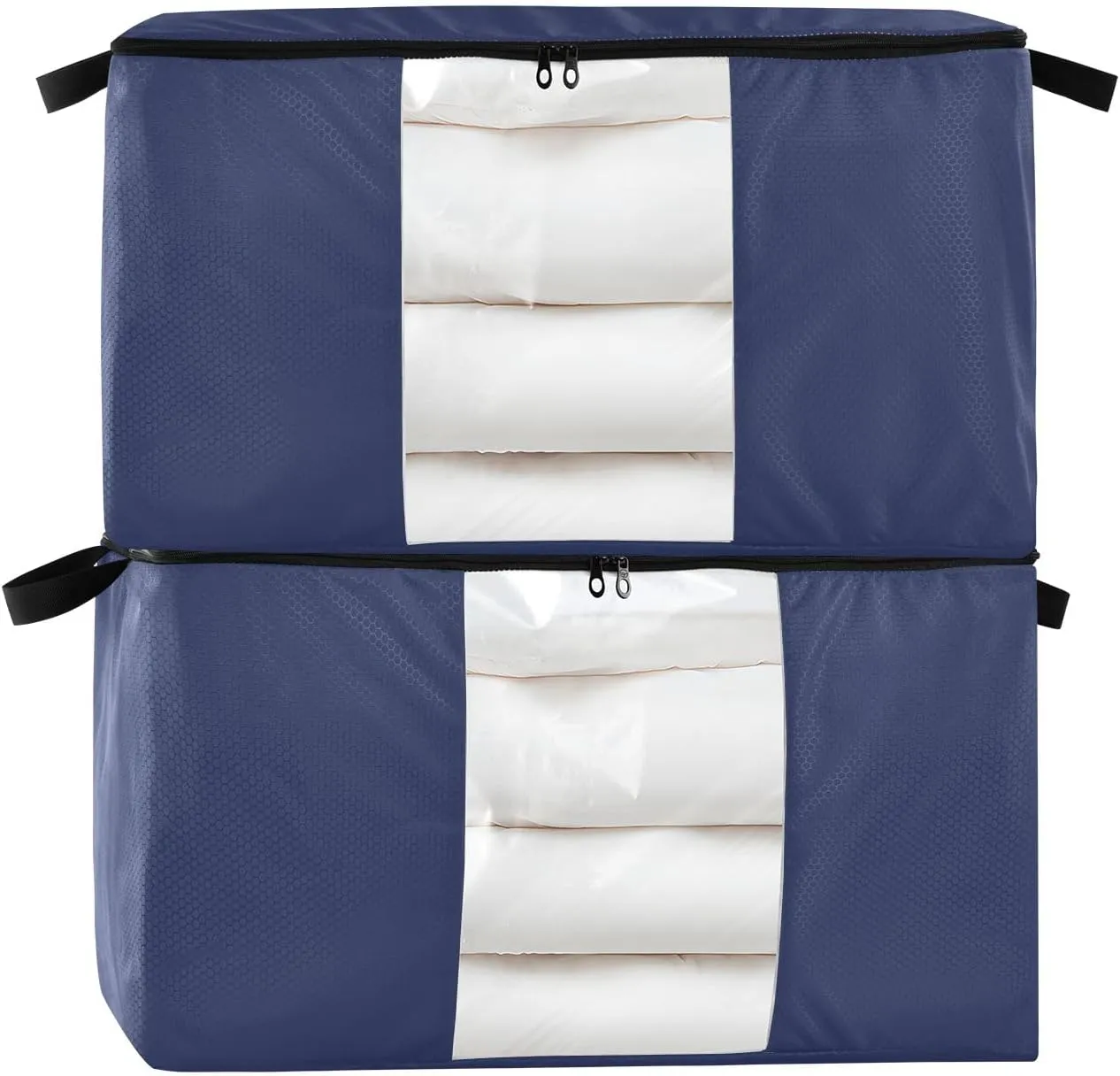 Noble Blue Closet Containers for Organizing, Blanket Storage Bags with Zipper, Medium Storage Bags