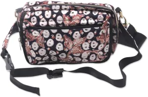 NOVICA Artisan Handmade Cotton Batik Shoulder Bag Waist Pack with Pattern Handbags Black Brown White Patterned Indonesia ' Copper Stalk'