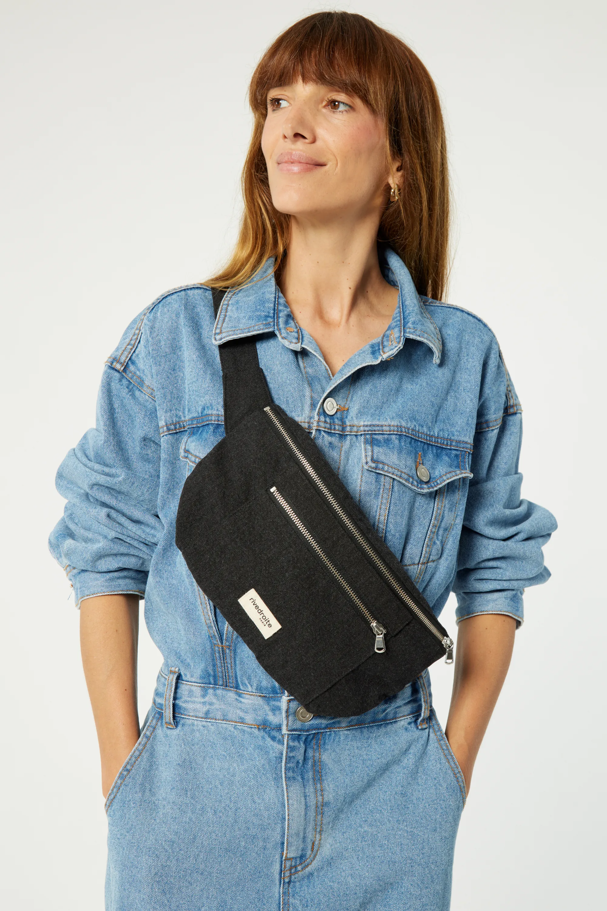 Orsel the new waist bag Large Size - Recycled cotton Black