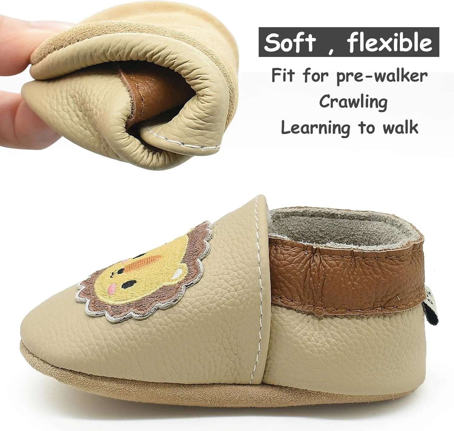 Owlowla Baby Soft Sole Leather Crib Shoes Infant Toddler Pre-Walker Shoes Boy Girl …