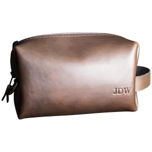 Ox & Pine Personalized Leather Dopp Kit Bag Toiletry (Rustic Brown, Dark Brown, Saddle Tan, Rustic Grey, or Black) (Large, Dark Brown)