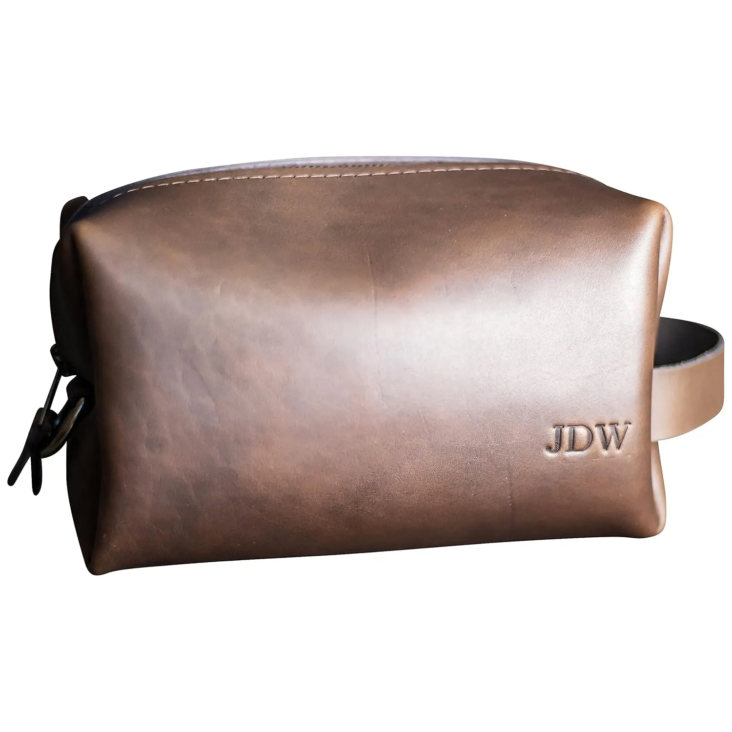 Ox & Pine Personalized Leather Dopp Kit Bag Toiletry (Rustic Brown, Dark Brown, Saddle Tan, Rustic Grey, or Black) (Large, Dark Brown)