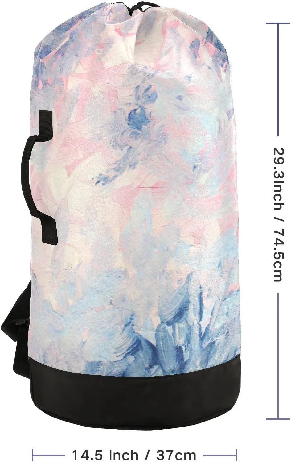 Oyihfvs Abstract Gouache Fantastic Elegance Pink Blue Abstract Hand Paint Backpack Laundry Bag, Laundry Backpack with Shoulder Straps, Waterproof Nylon Clothes Hamper Bag for Men Women Yoga Backpack