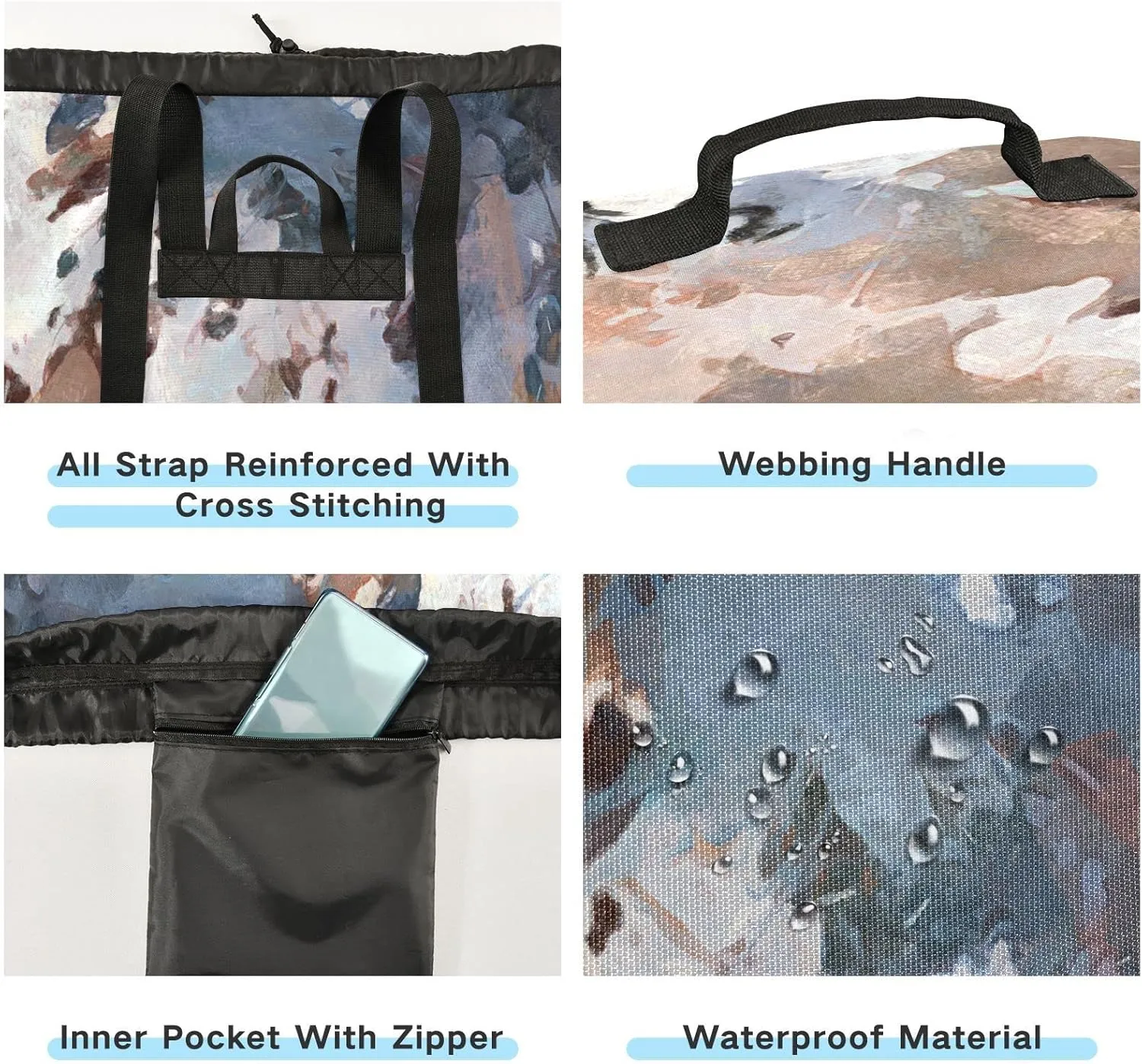 Oyihfvs Watercolor Texture Modern Artistic Work Splashes of Color Paint Backpack Laundry Bag, Laundry Backpack with Shoulder Straps, Waterproof Nylon Clothes Hamper Bag for Men Women Yoga Backpack