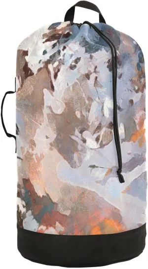 Oyihfvs Watercolor Texture Modern Artistic Work Splashes of Color Paint Backpack Laundry Bag, Laundry Backpack with Shoulder Straps, Waterproof Nylon Clothes Hamper Bag for Men Women Yoga Backpack