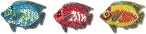 Pack of 3 Sequined and Beaded Fish Coin Purse in Fuchsia, Yellow and Turquoise (colors may vary)