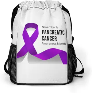 Pancreatic Cancer Awareness Drawstring Backpack Gym Bag Sports Backpack Beach Bag Yoga Travel Bag