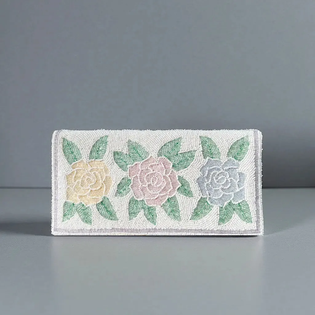 Pastel Rose beaded Crossbody Purse Clutch