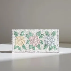 Pastel Rose beaded Crossbody Purse Clutch