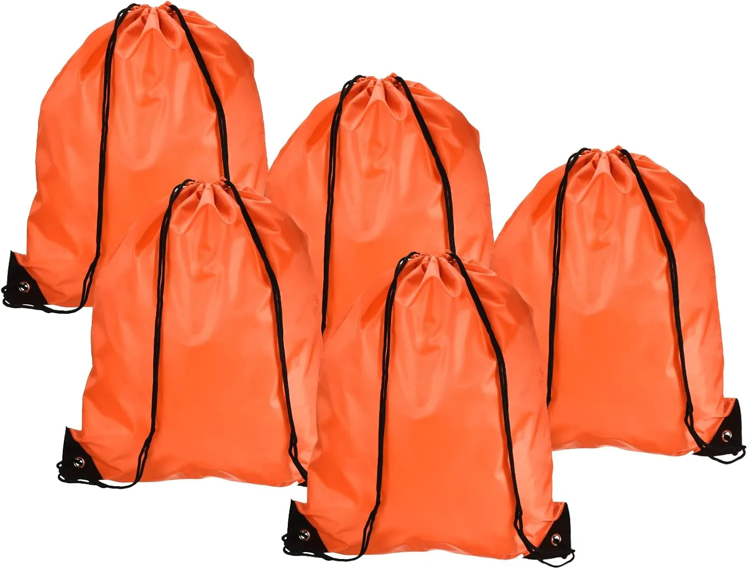 PATIKIL 42x34cm Nylon Drawstring Bag, 10 Pack Storage Bulk Cinch Backpack Sack for Gym Sports Outdoor Traveling, Orange