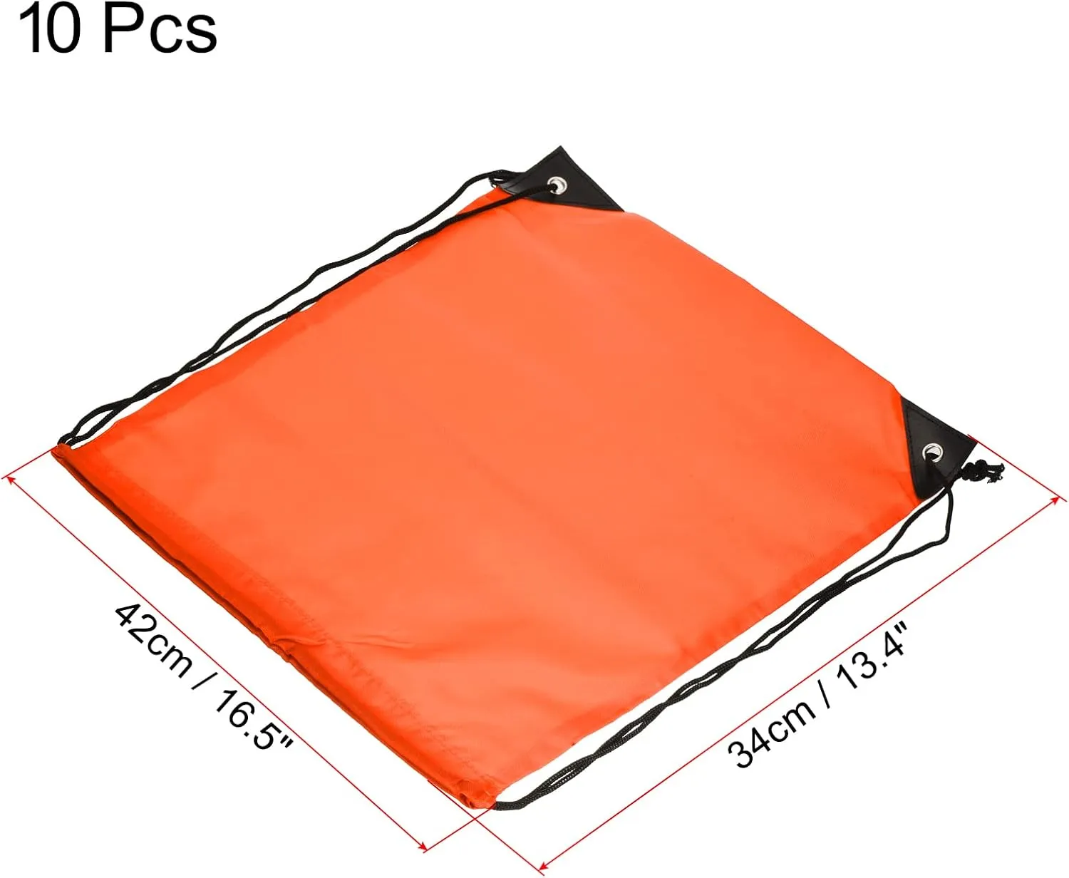 PATIKIL 42x34cm Nylon Drawstring Bag, 10 Pack Storage Bulk Cinch Backpack Sack for Gym Sports Outdoor Traveling, Orange