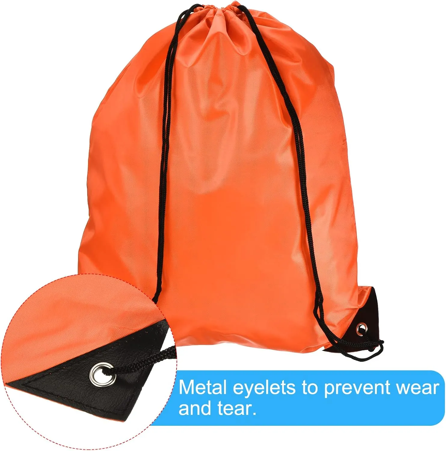 PATIKIL 42x34cm Nylon Drawstring Bag, 10 Pack Storage Bulk Cinch Backpack Sack for Gym Sports Outdoor Traveling, Orange
