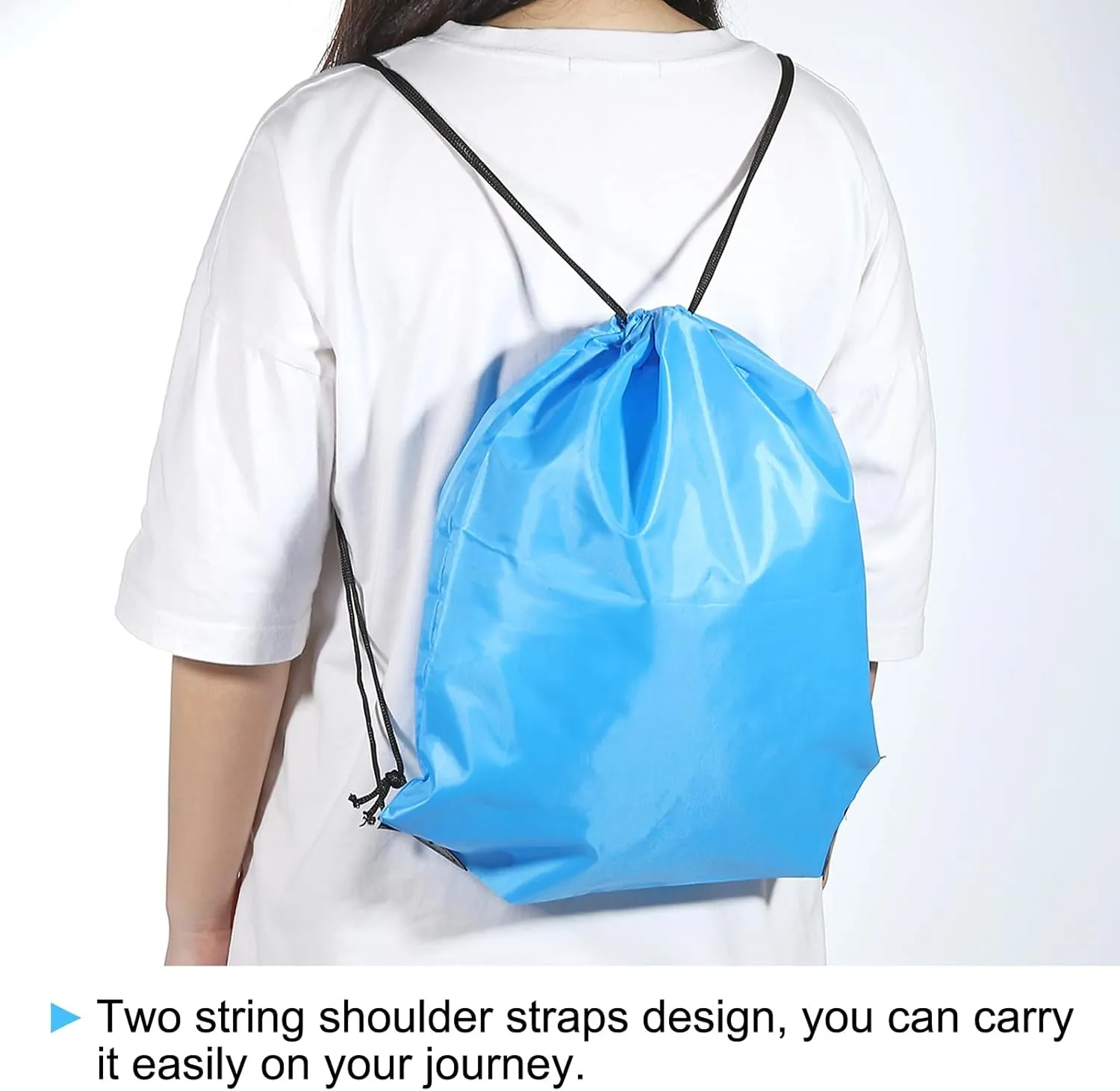 PATIKIL 42x34cm Nylon Drawstring Bag, 10 Pack Storage Bulk Cinch Backpack Sack for Gym Sports Outdoor Traveling, Orange