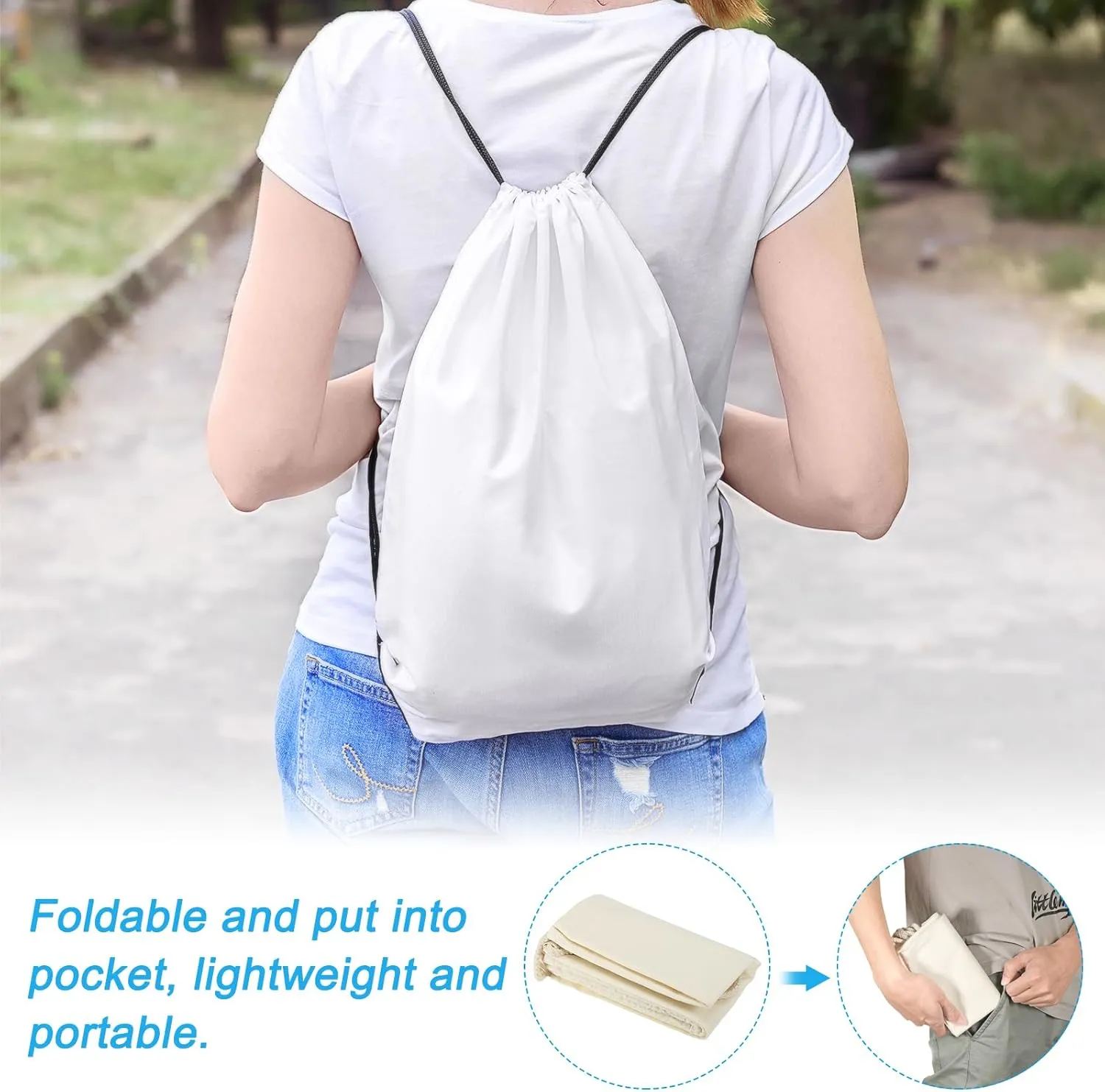 PATIKIL Cotton Drawstring Bags, Cotton Drawstring Backpack Foldable Sports Gym Bags for Women Men Gym Sports Trip, Orange