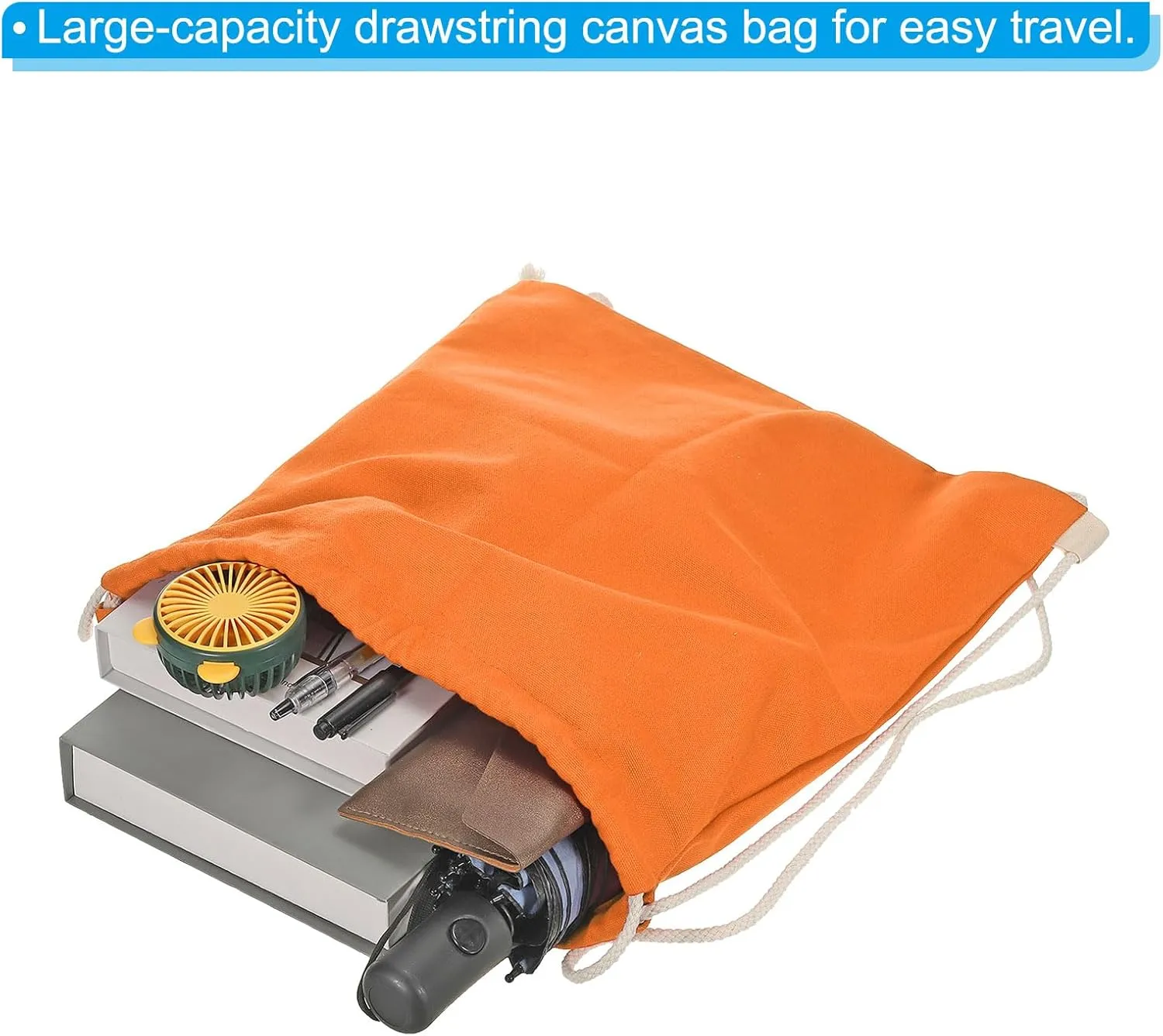 PATIKIL Cotton Drawstring Bags, Cotton Drawstring Backpack Foldable Sports Gym Bags for Women Men Gym Sports Trip, Orange