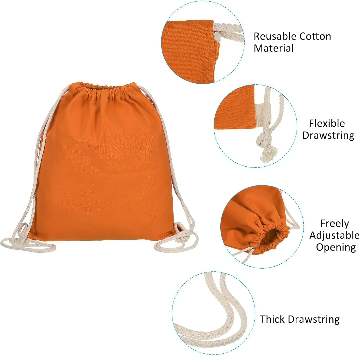 PATIKIL Cotton Drawstring Bags, Cotton Drawstring Backpack Foldable Sports Gym Bags for Women Men Gym Sports Trip, Orange