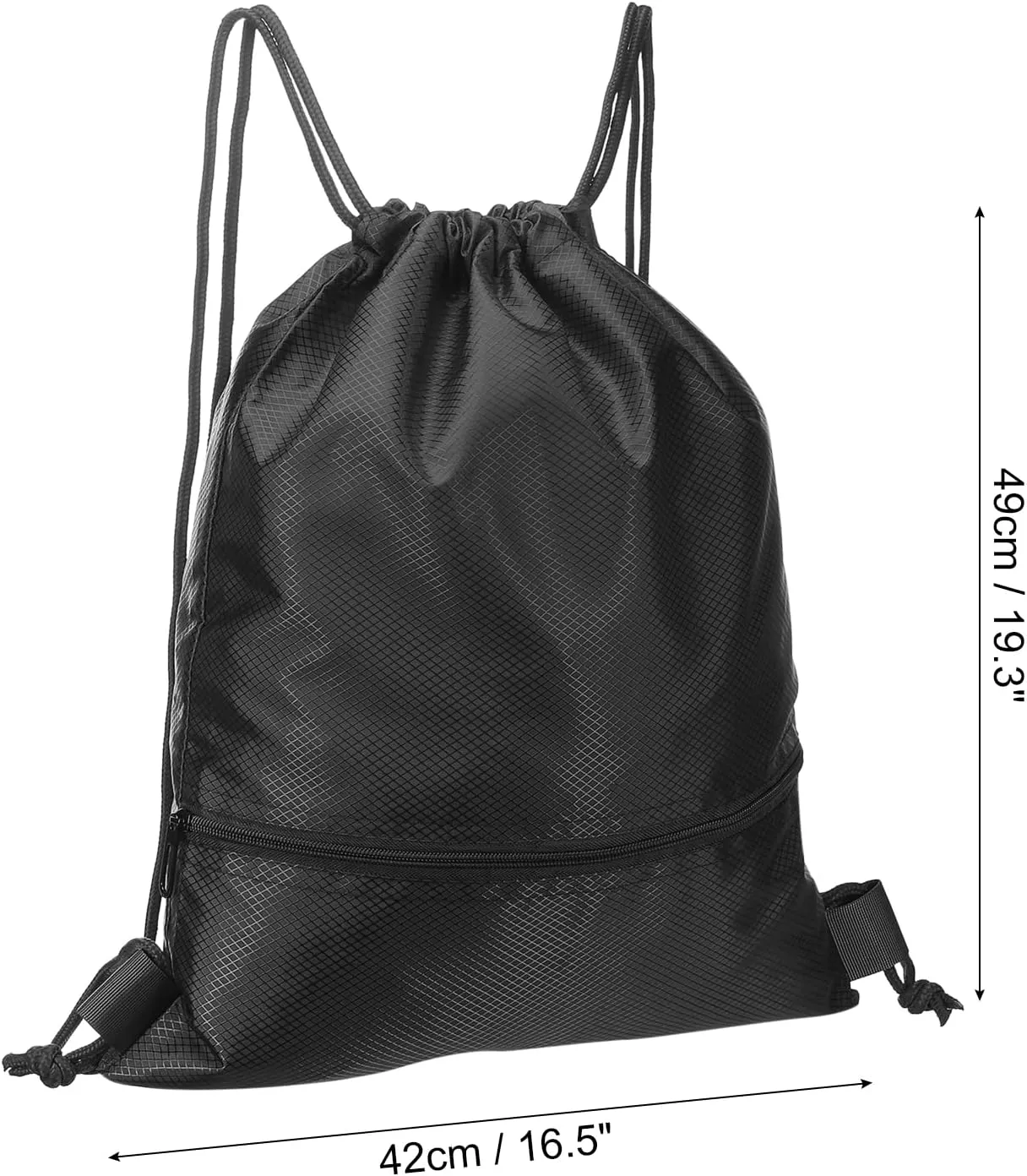 PATIKIL Drawstring Backpack Bag, Drawstring Gym Bags String Backpack with Zip Pocket for Women Men, Black
