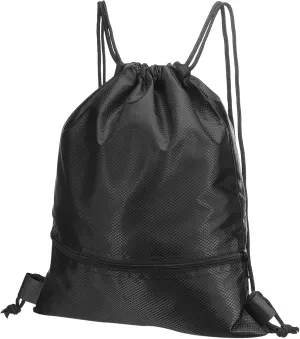 PATIKIL Drawstring Backpack Bag, Drawstring Gym Bags String Backpack with Zip Pocket for Women Men, Black