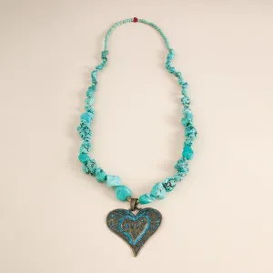 Patina Heart Turquoise Necklace