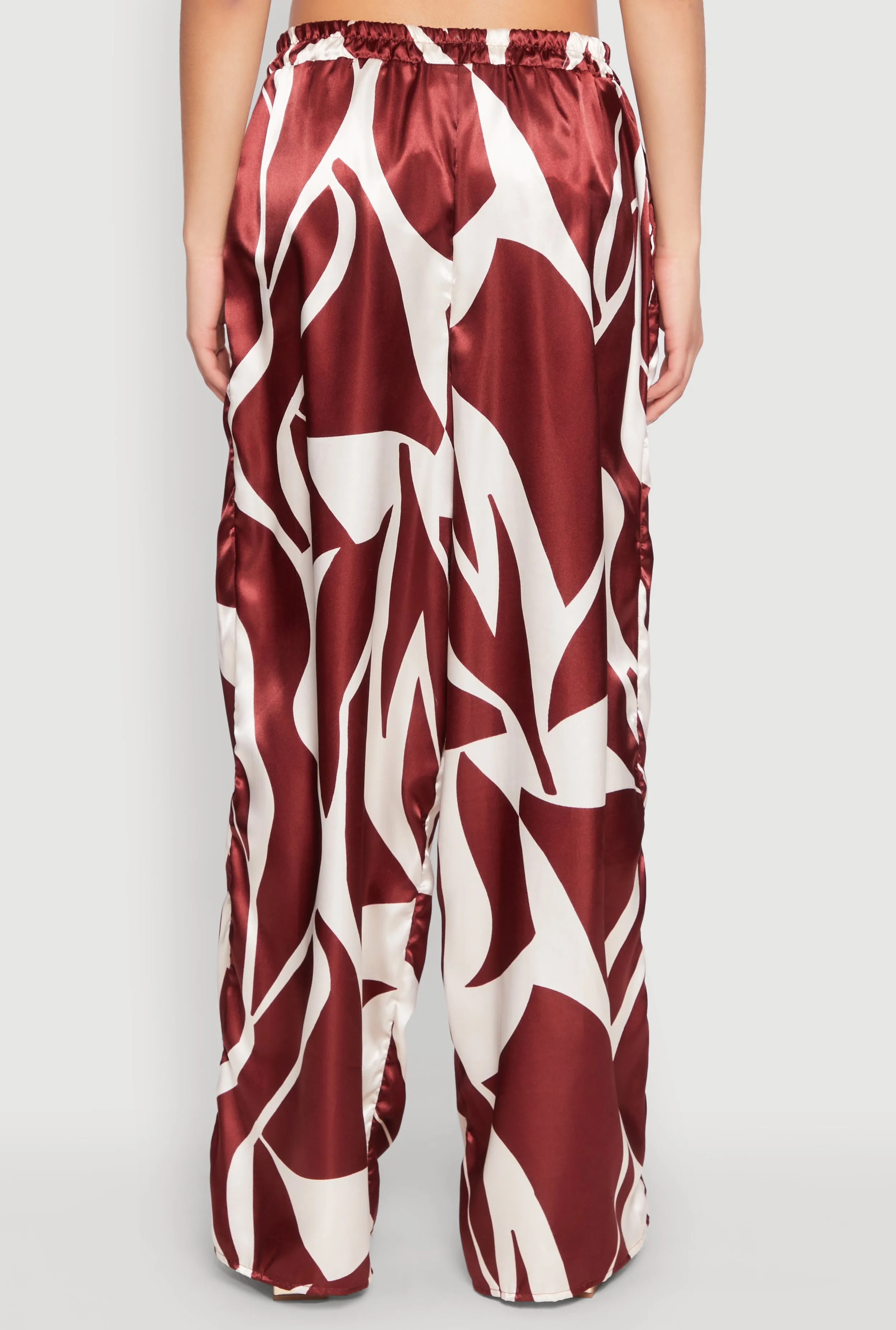 Patterned Satin Palazzo Pants