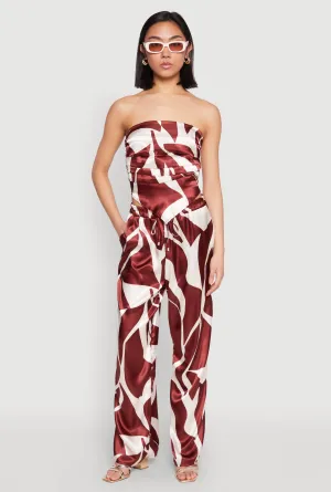 Patterned Satin Palazzo Pants