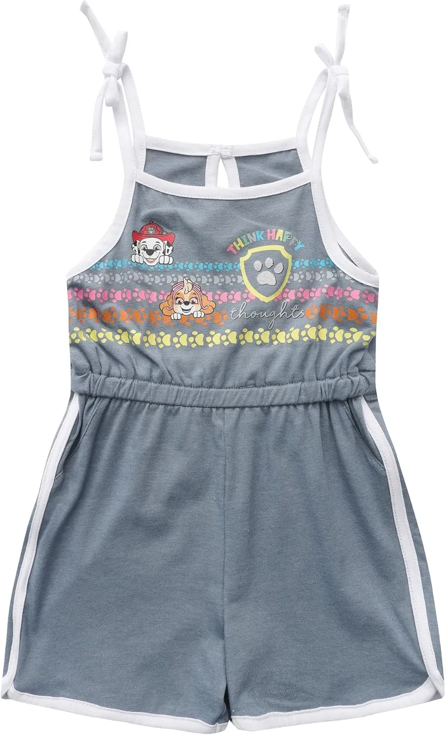 Paw Patrol Skye, Chase, Marshall, and Rubble Girls 2 Pack Sleeveless Romper Shorts for Toddlers and Big Kids