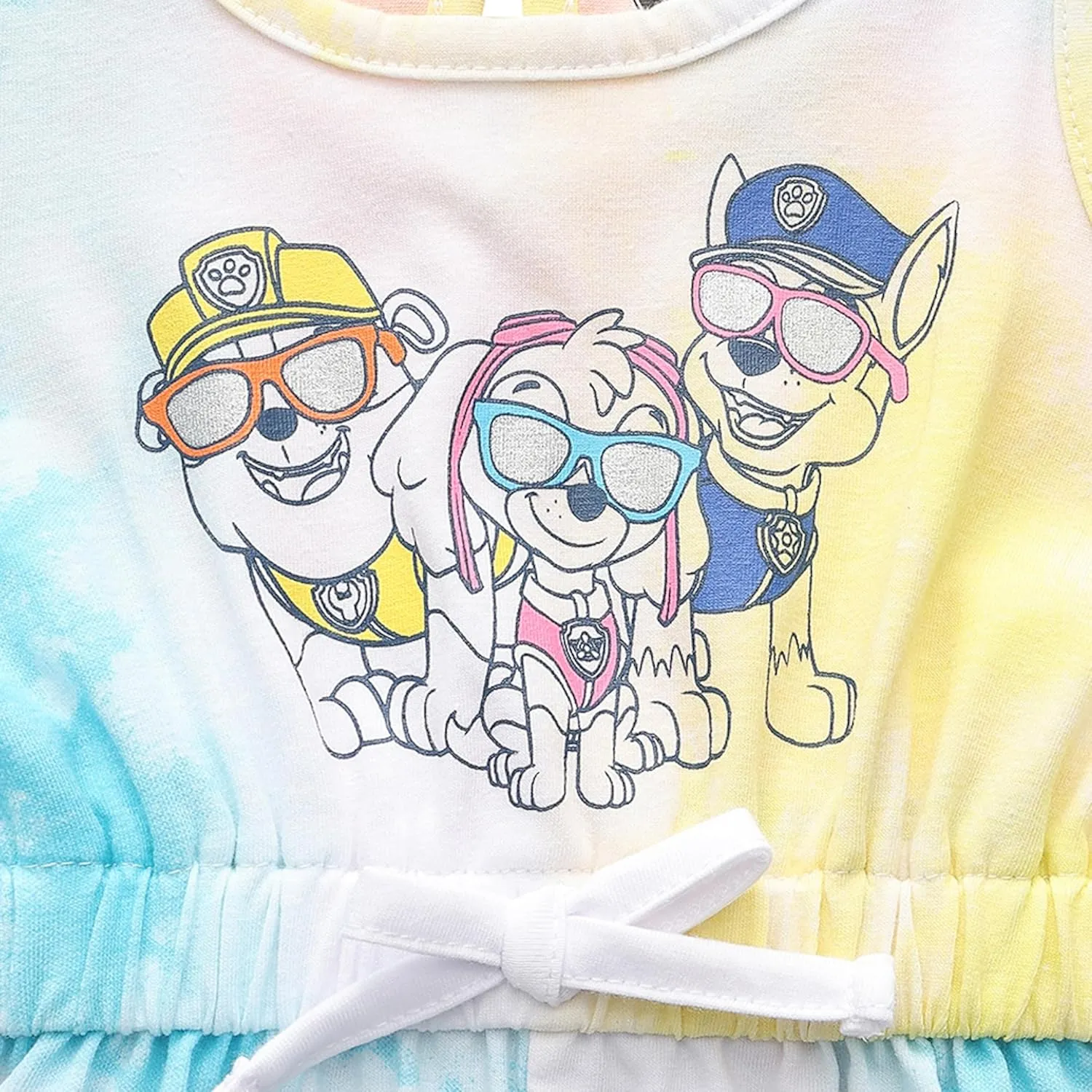 Paw Patrol Skye, Chase, Marshall, and Rubble Girls 2 Pack Sleeveless Romper Shorts for Toddlers and Big Kids