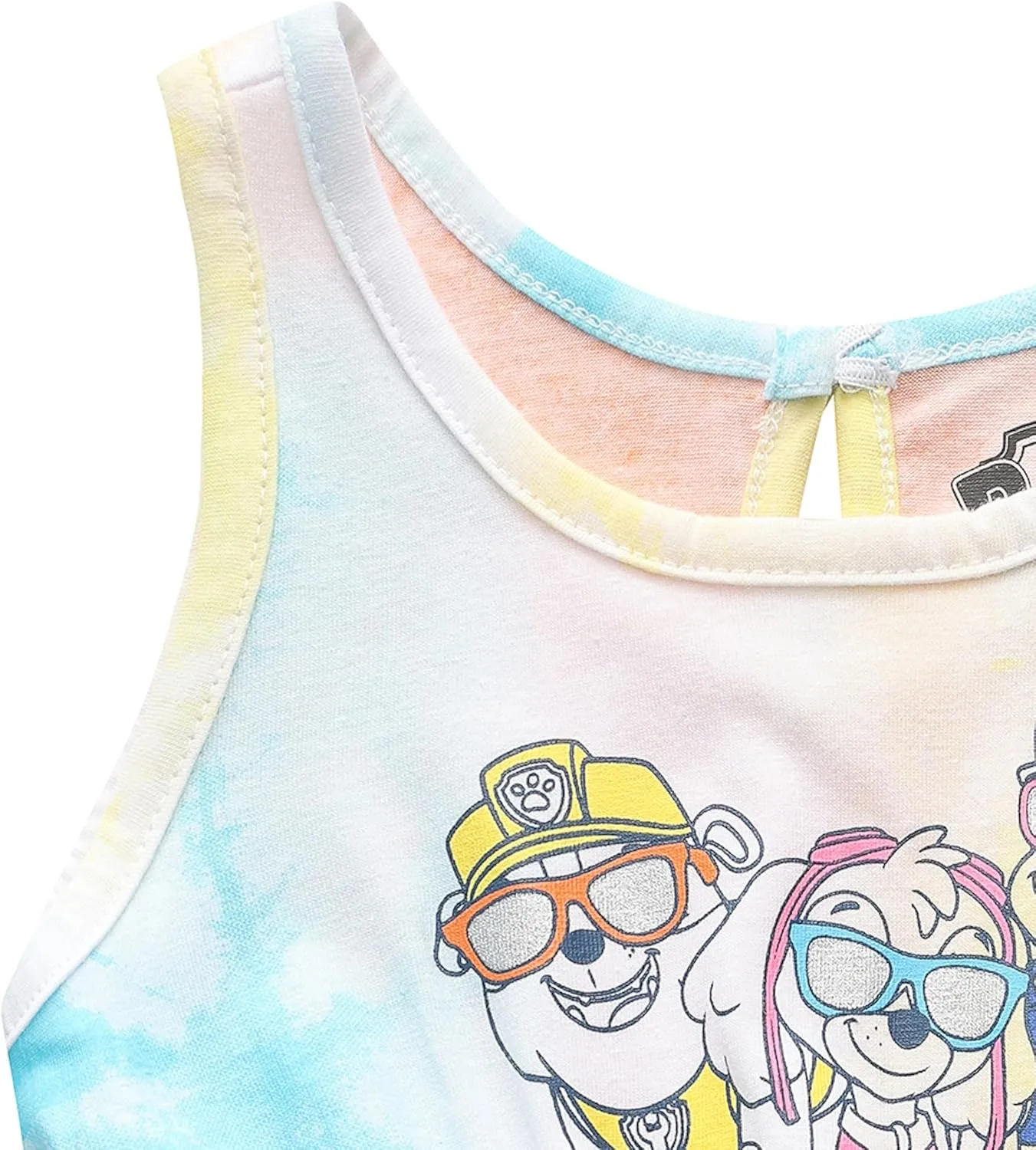Paw Patrol Skye, Chase, Marshall, and Rubble Girls 2 Pack Sleeveless Romper Shorts for Toddlers and Big Kids