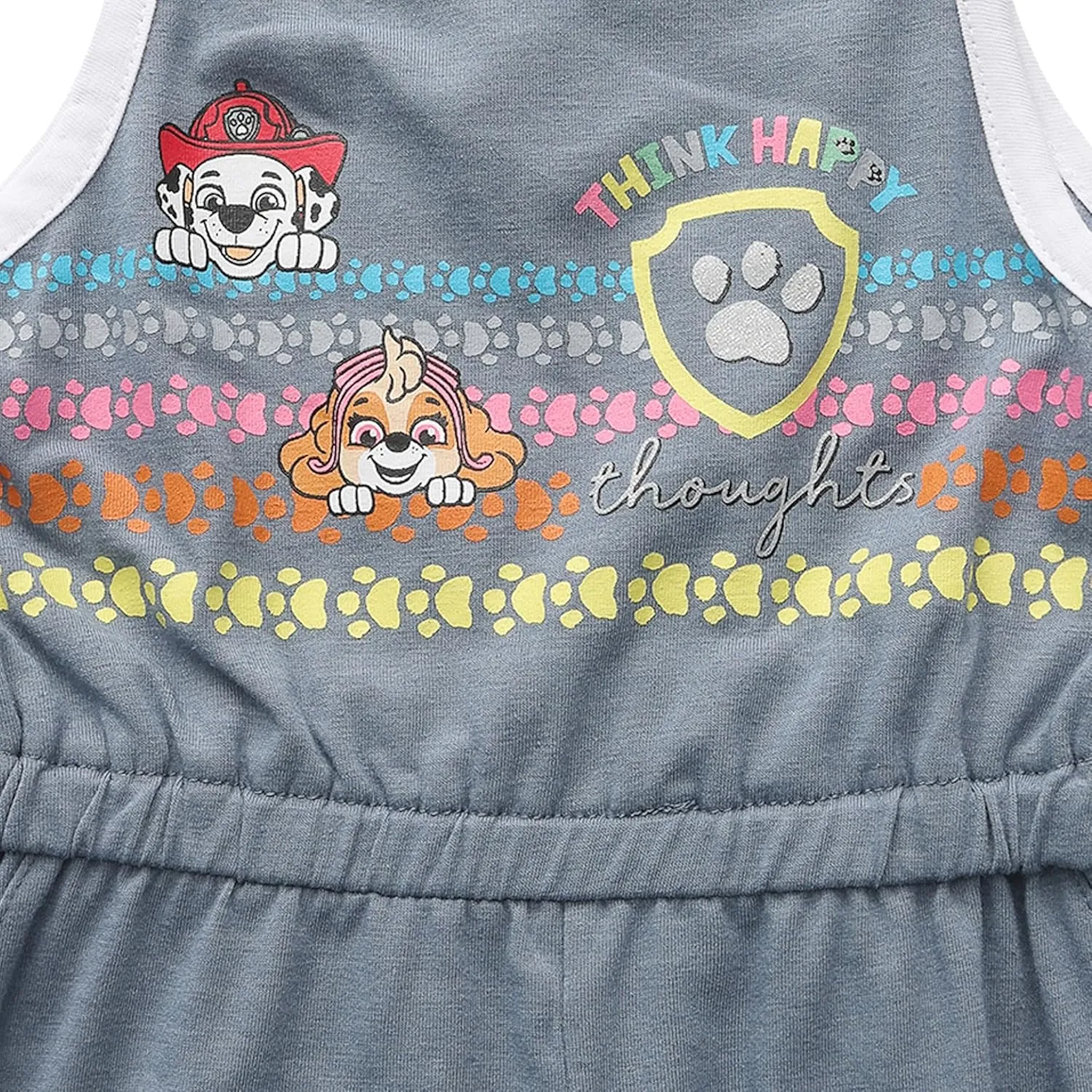Paw Patrol Skye, Chase, Marshall, and Rubble Girls 2 Pack Sleeveless Romper Shorts for Toddlers and Big Kids
